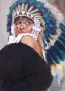 Girl in  a Warbonnet (Edition250)
700x450mm £125
or 390x290mm £55

ORIGINAL PAINTING IN OILS AVAILABLE FOR SALE £4500 AND MEASURES 36X24 INCHES
stop press; original SOLD
